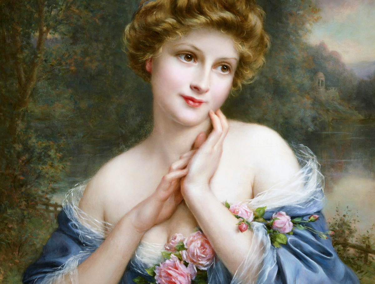 A Summer Rose by Francois Martin-Kavel gift giving Victorian era