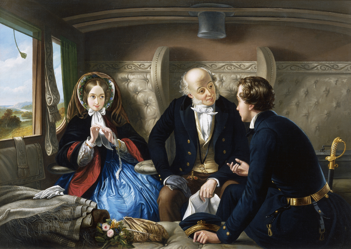 Traveling First Class by Abraham Solomon puns vulgar language victorian era