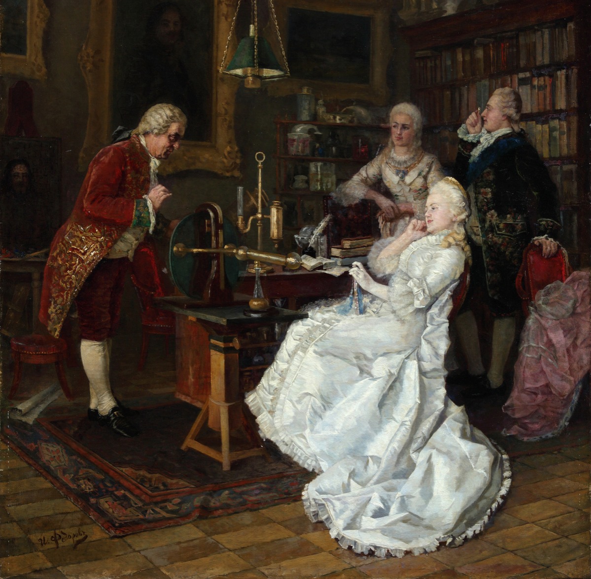 Empress Catherine II visiting the scholar Mikhail Lomonosov, 1884.