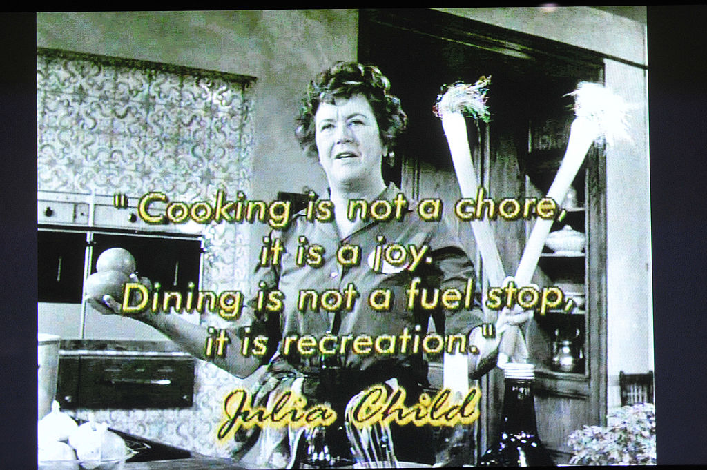 In this photograph of a TV monitor, Julia Child's Kitchen display is seen at the media preview at the Smithsonian National Museum Of American History on August 14, 2012 in Washington, DC