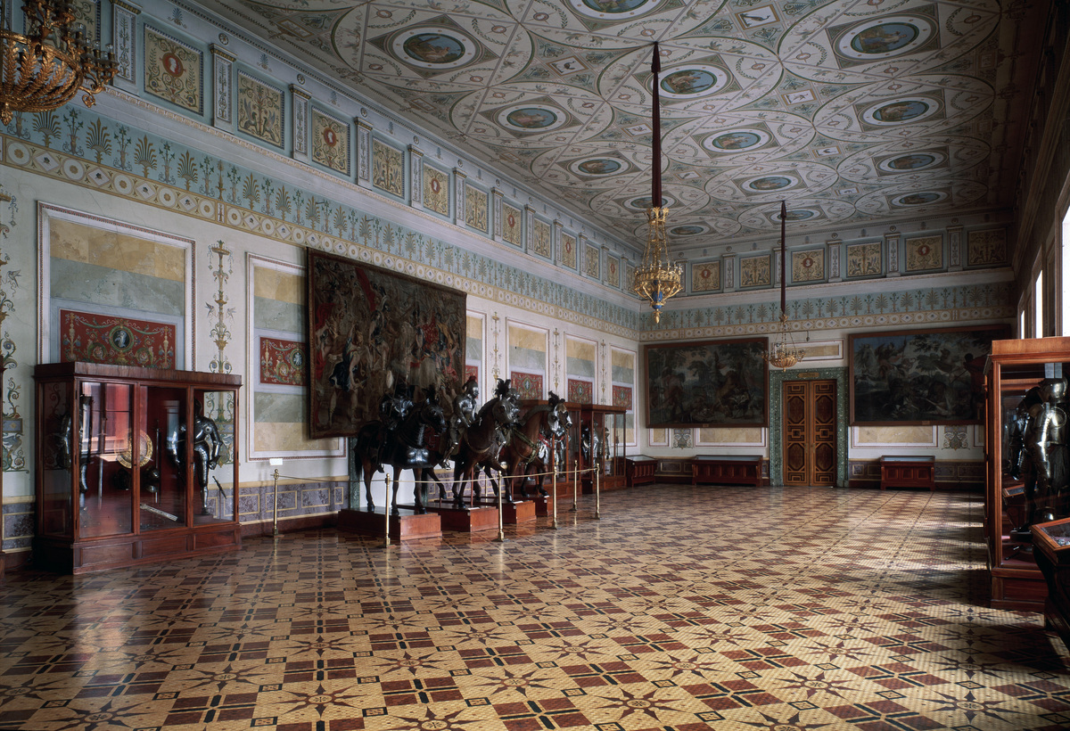 'The Knight Hall (Arsenal) of the Hermitage in Saint Petersburg' c19th century. Leo von Klenze (1784-1864). Russian Architecture. State Hermitage, St. Petersburg.