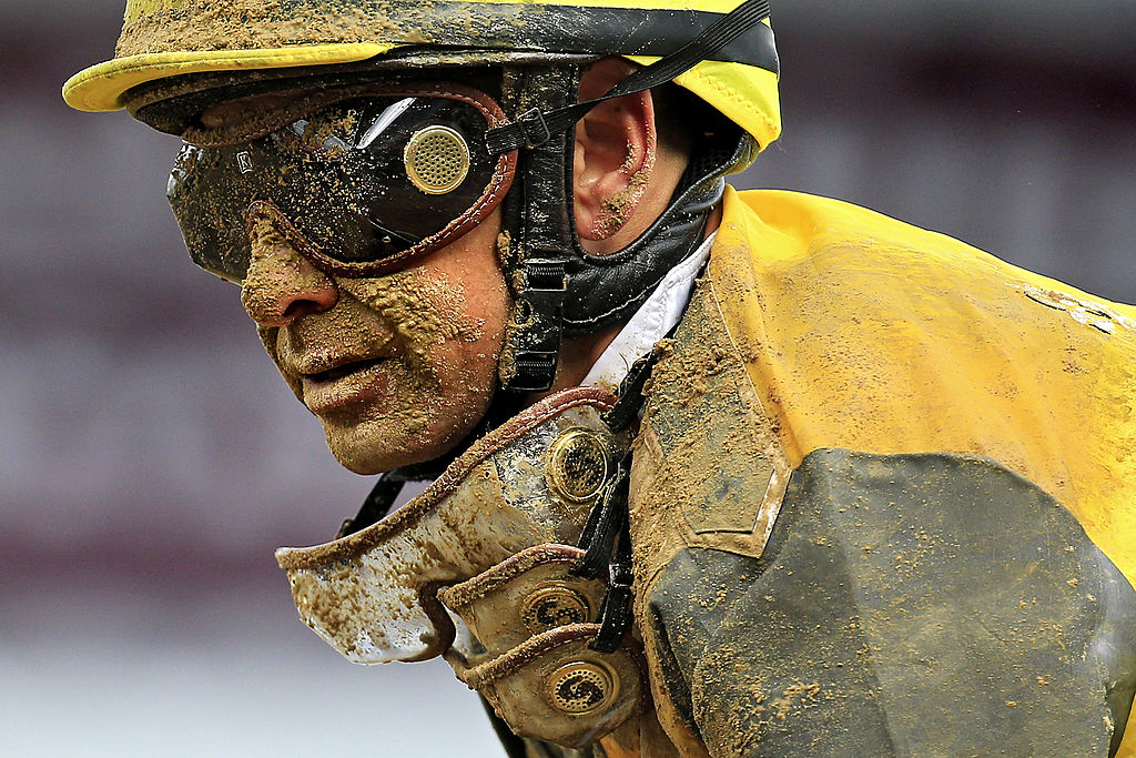Mike Smith covered in mud