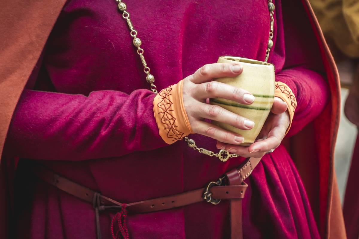 Terracotta glass, Italy, 13th century. Historical reenactment.