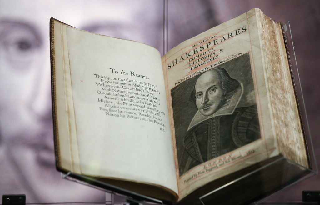 an original copy of first folio by william shakespeare opened