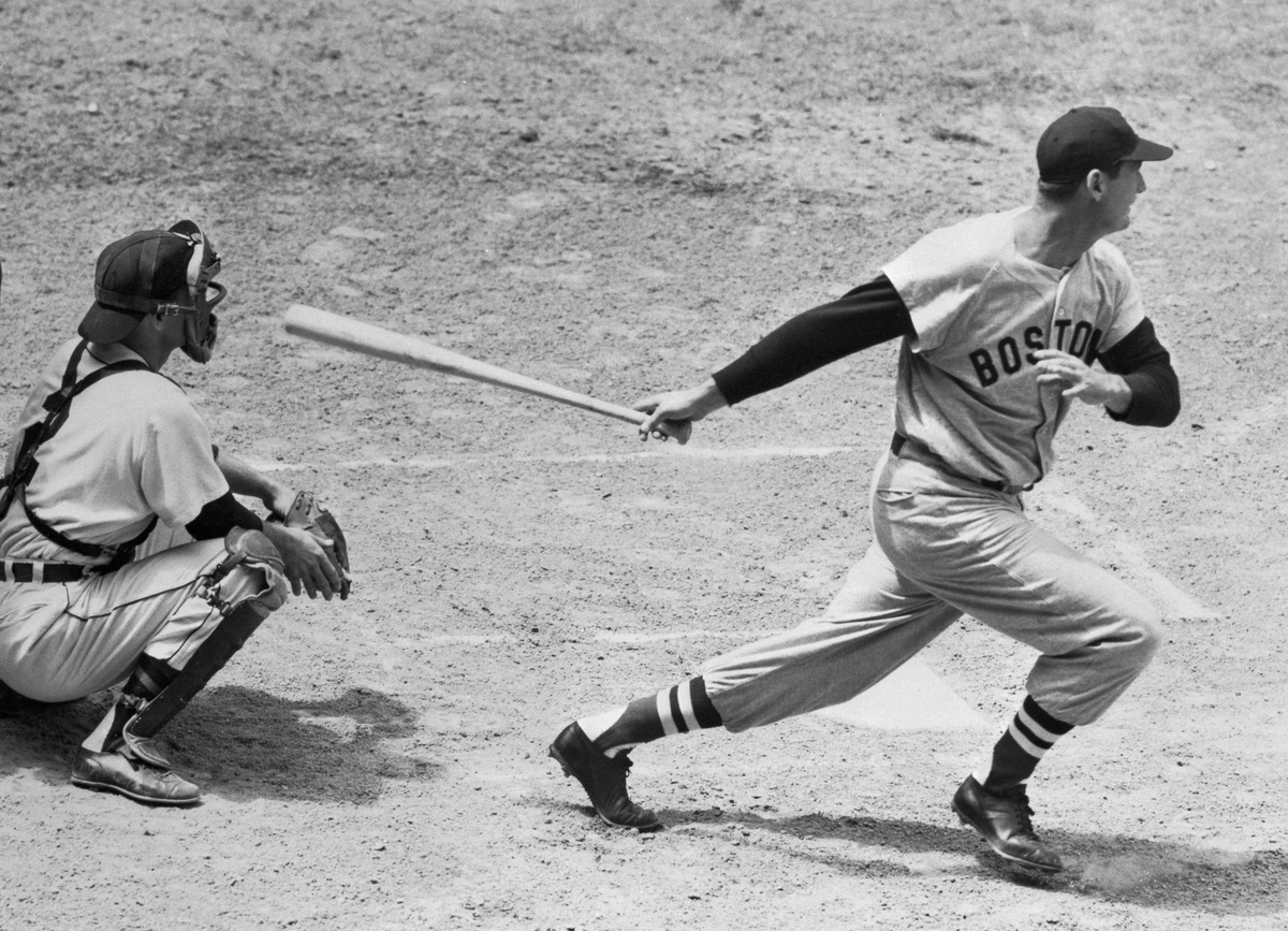 Ted Williams Losing Baseball Bat to Run