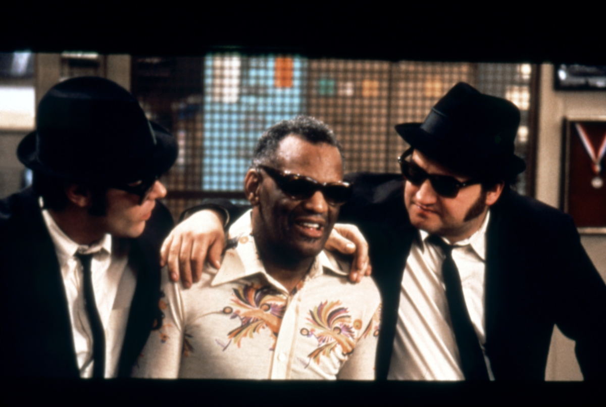 Charles on the set with the Blues Brothers