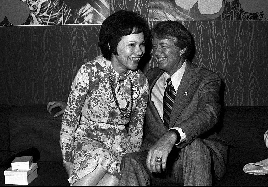 Jimmy Carter and Rosalynn Carter attend Former Governor of Georgia Jimmy Carter's fundraiser for his 1976 Presidential run at Royal Coach Inn Atlanta Georgia
