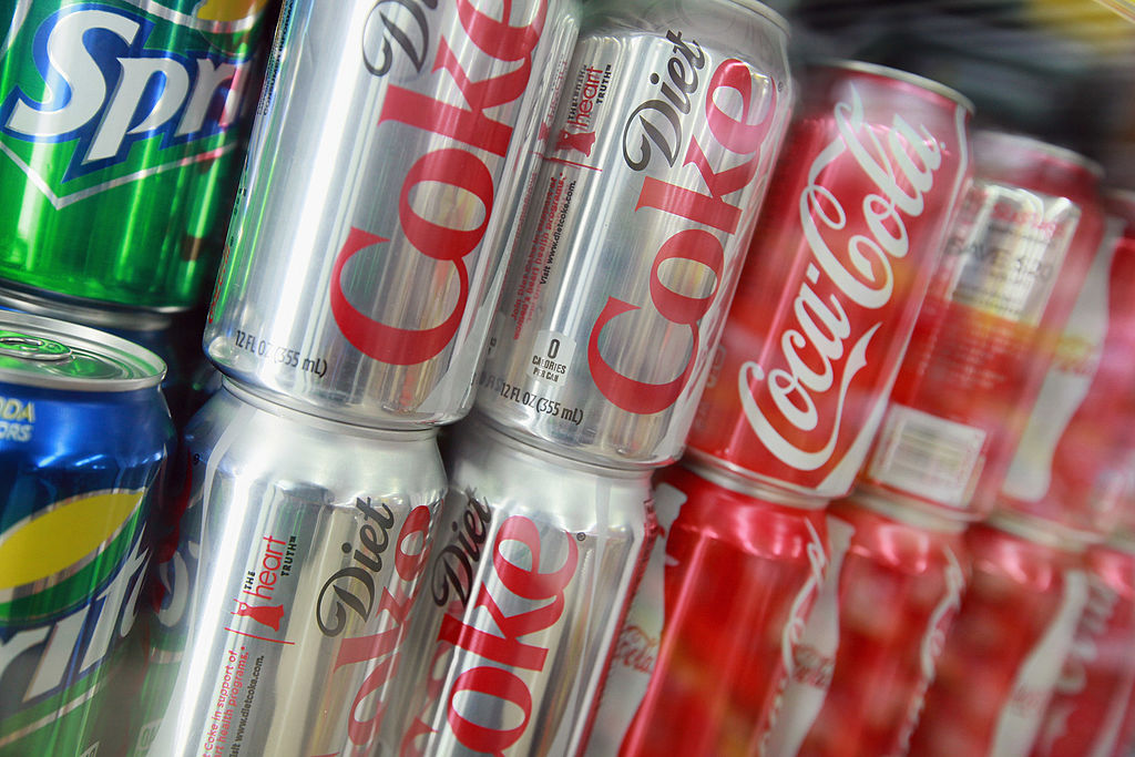 Cans of Sprite, Diet Coke and Coca-Cola are offered for sale at a grocery store on April 17, 2012 in Chicago, Illinois-143013804