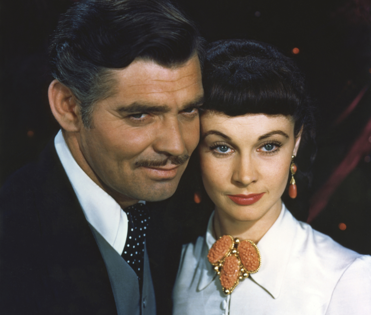 American actor Clark Gable and British actress Vivien Leigh on the set of Gone with the Wind, 1939
