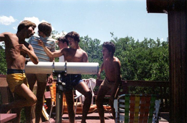 the five friends messing around in their cabin at Copco Lake