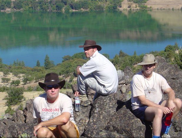 three of the five friends at Copco Lake, California