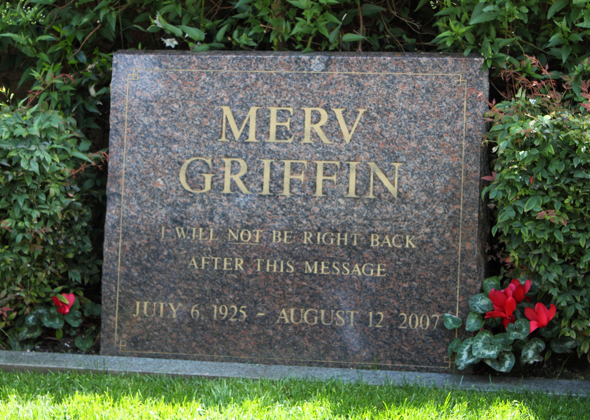 Merv Griffin's tombstone in Westwood Village Memorial Park, Westwood, California.