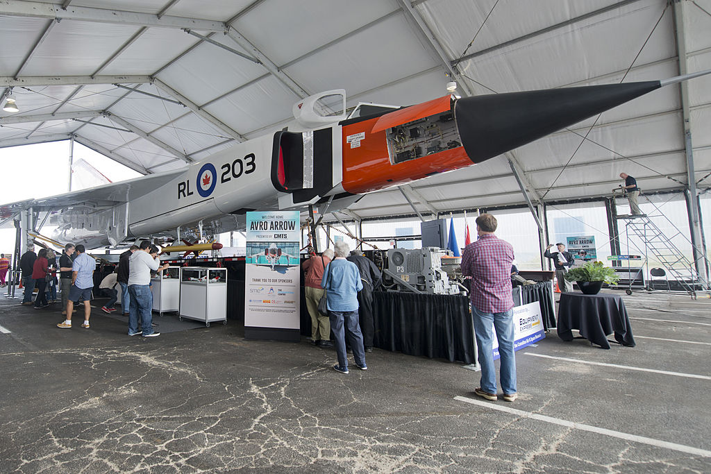 Visitors gave at the replica of Avro Arrow at the Canadian Air and Space Museum.