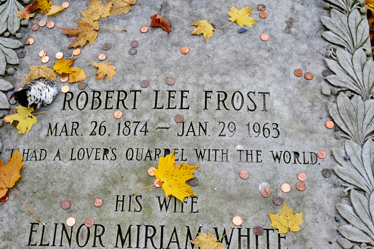 A general view of the poet Robert Frost gravesite at the First Congregational Church of Bennington Cemetary 