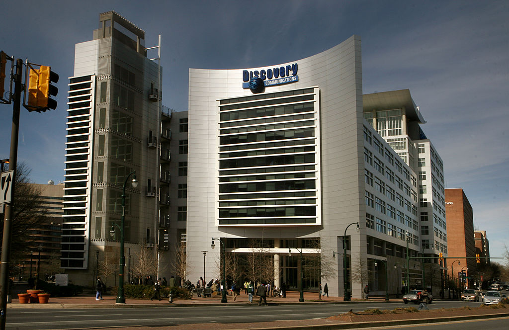 The Discovery headquarters are located next to a street, a convenient location for protests.