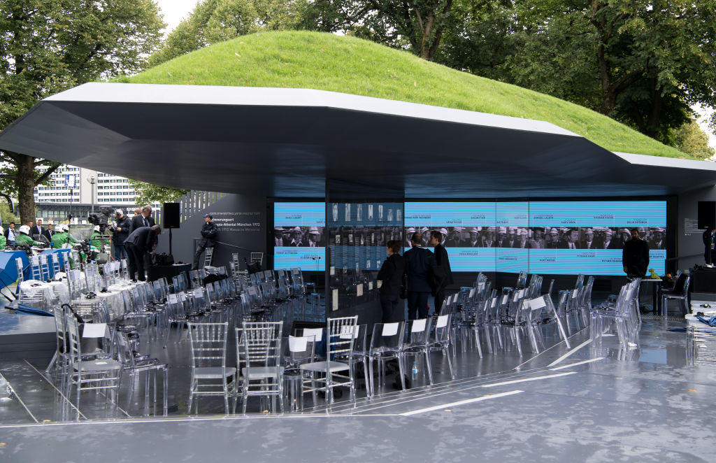 Visitors begin to arrive at the memorial of the crisis that ensued at the 1972 Olympics.
