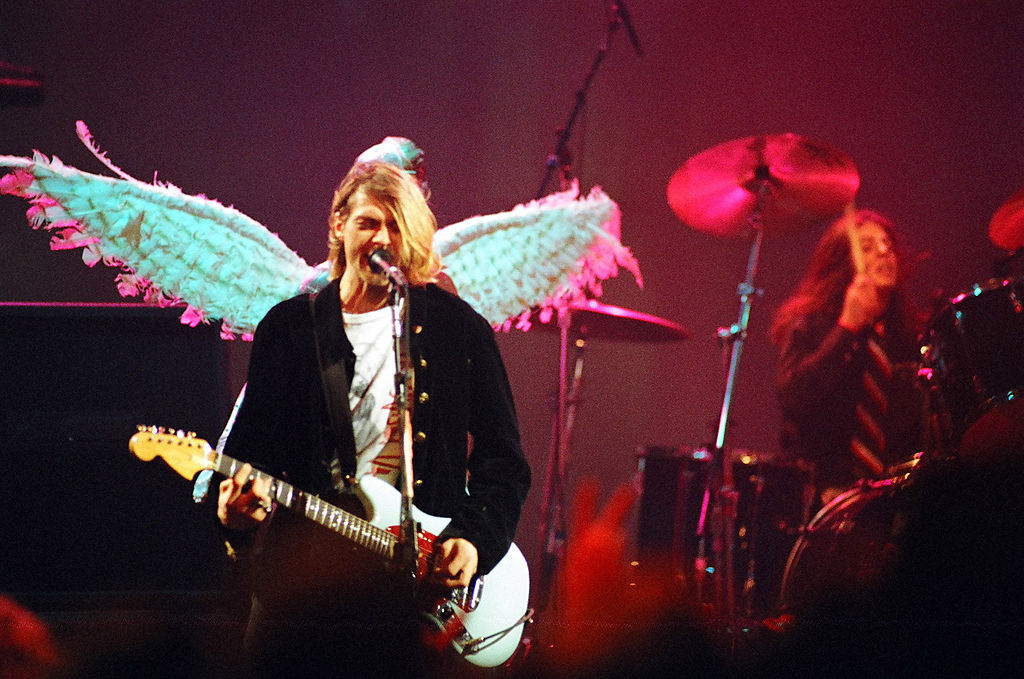Cobain with wings behind him