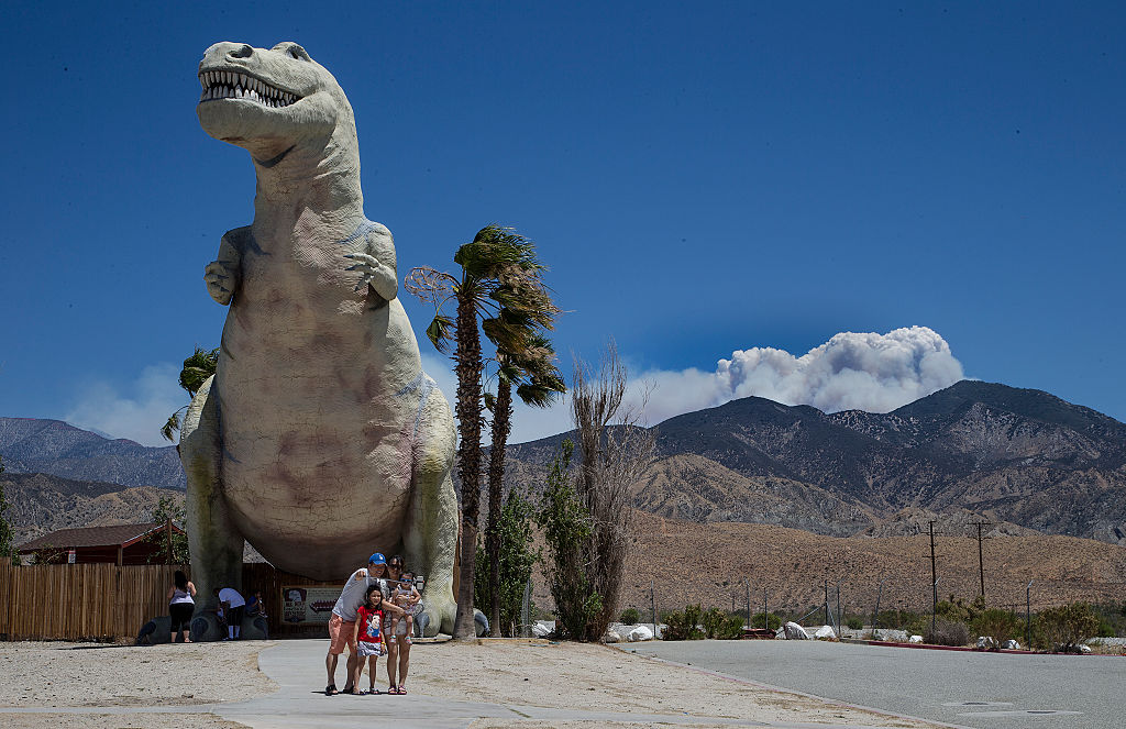 giant dinosaurs at a tourist attraction