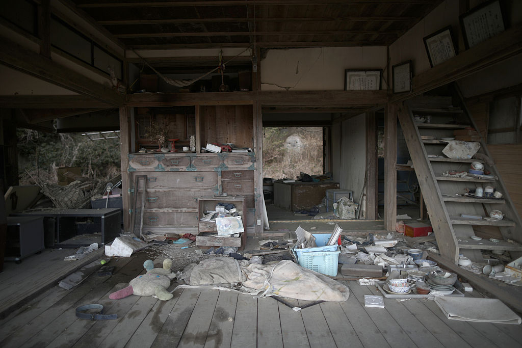 Destroyed interior of house
