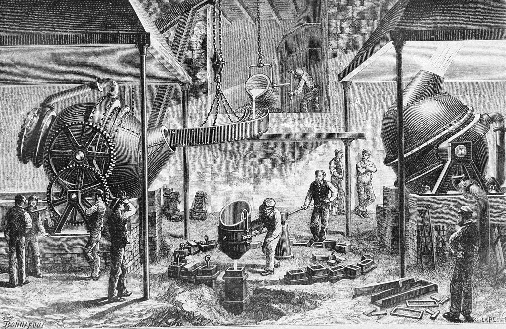 Men working in a steel foundry