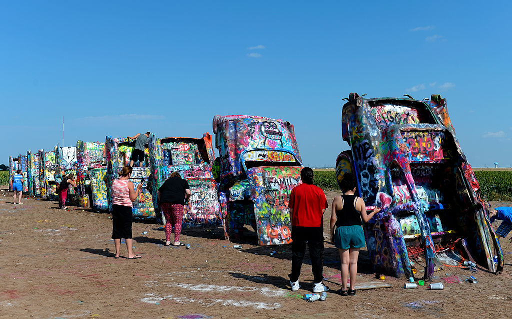 visitors at cadillac ranch