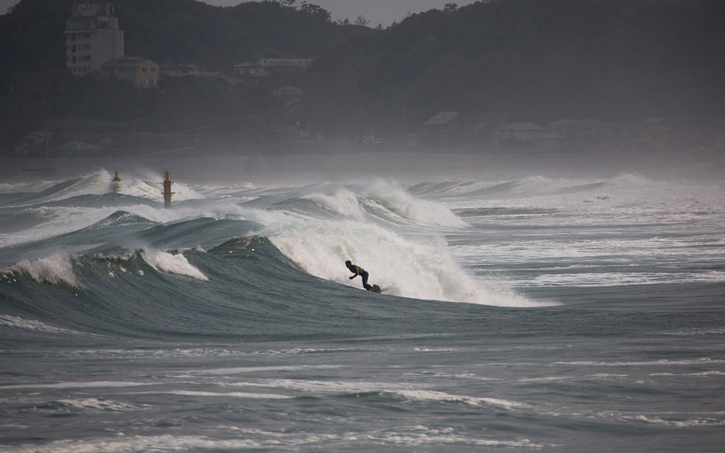 Surfing in the waves