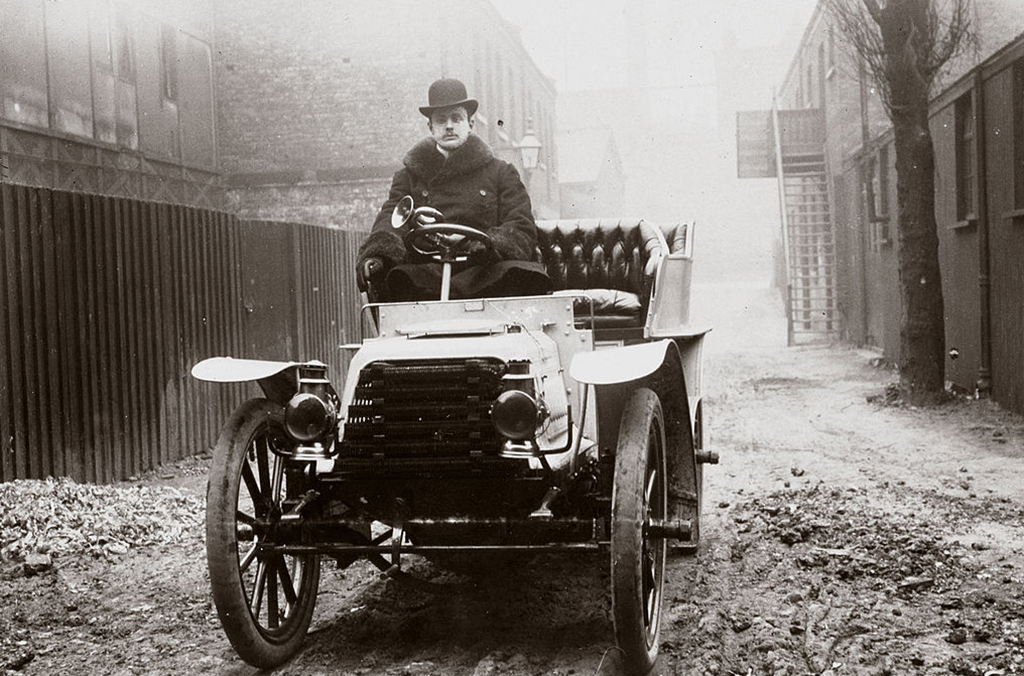 Man driving car
