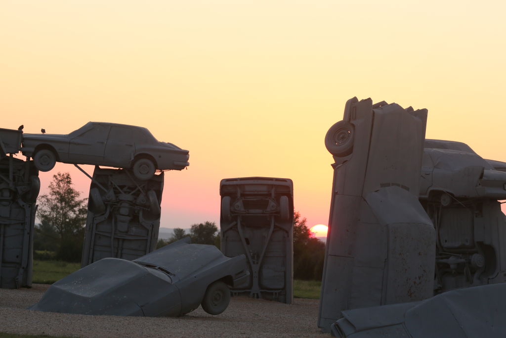 sunset over carnhenge