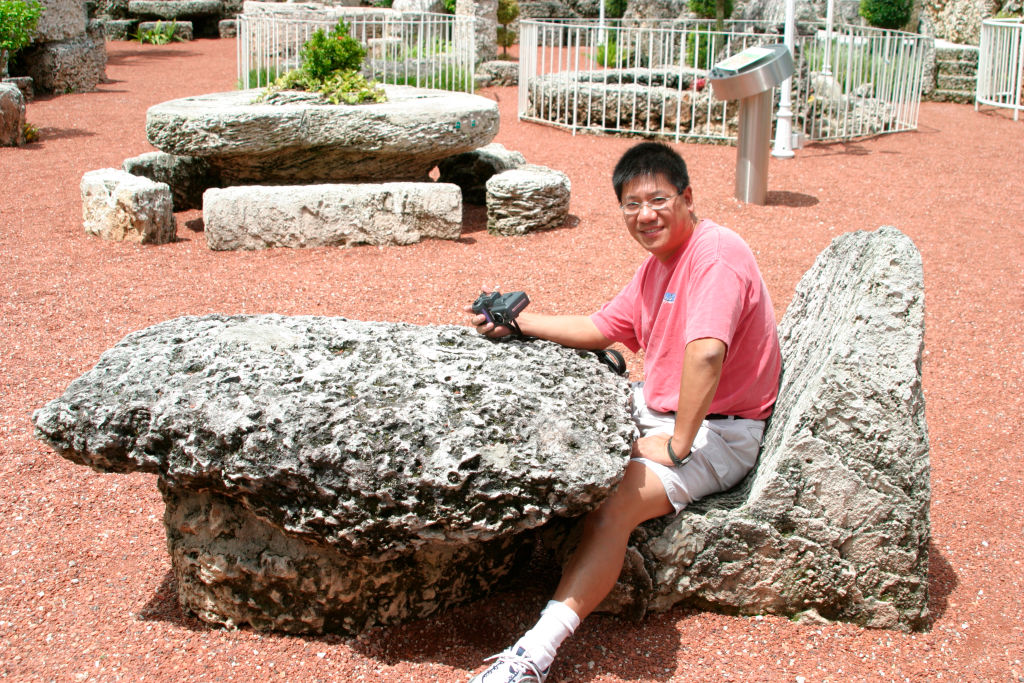 visitor at coral castle