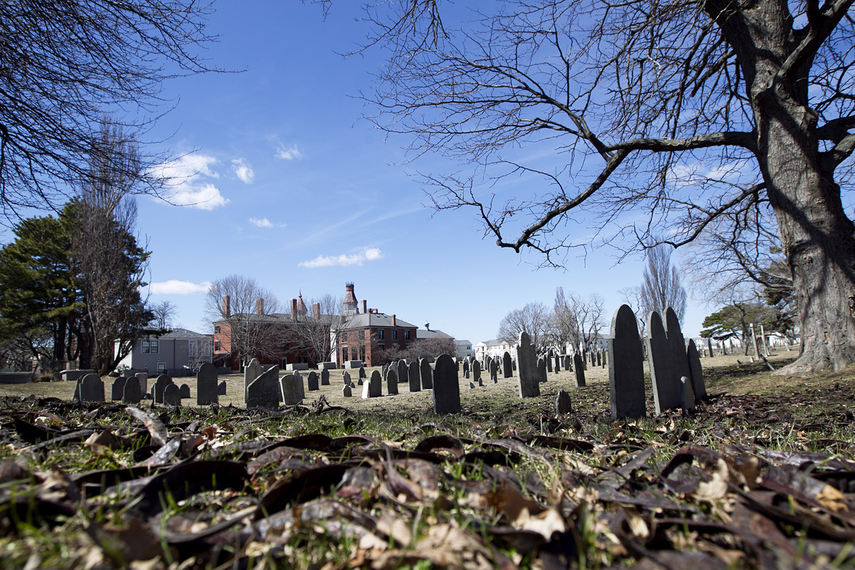 An overall shot of the cemetery on Bridge Street that has been closed off by the Department of Public Works