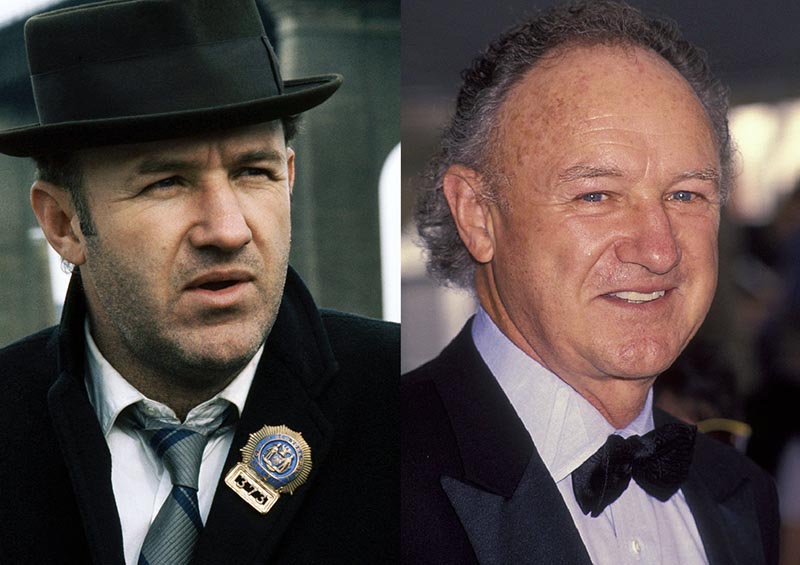 Gene Hackman is pictured in Popeye next to a recent photo of him in a tux.