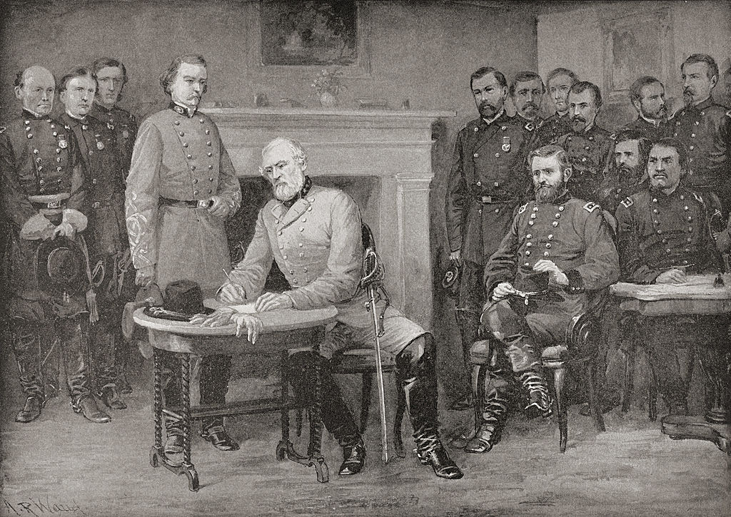 General Lee signs a document ending the war.