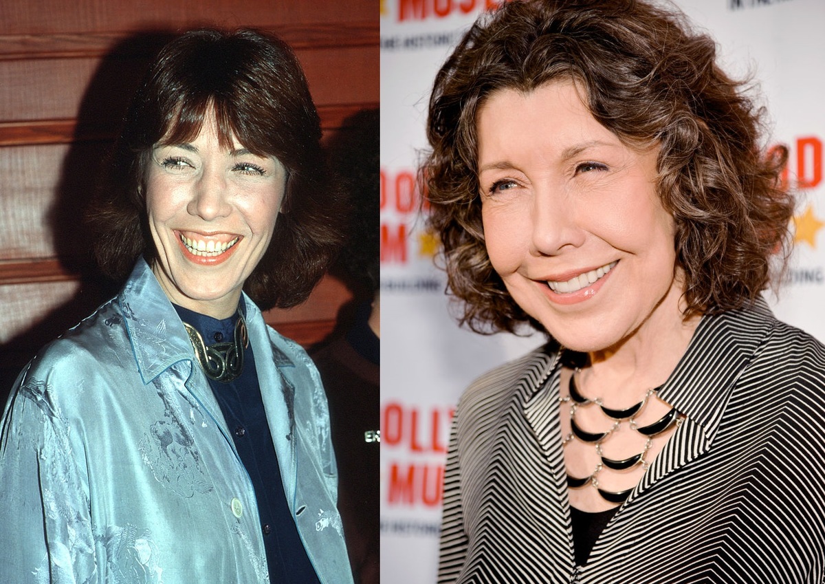 Lily Tomlin has the same bright smile in the 1970s and today.