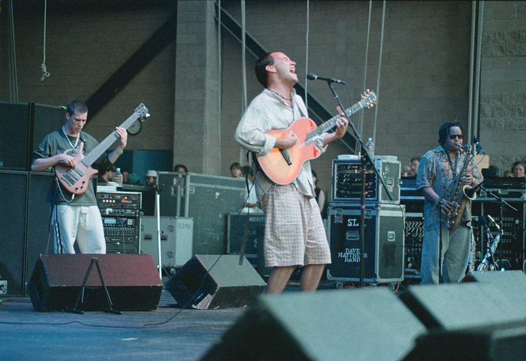 The band performing at the Blockbuster Pavilion in LA