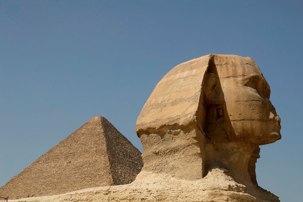 a view of the Great Pyramid of Khufu