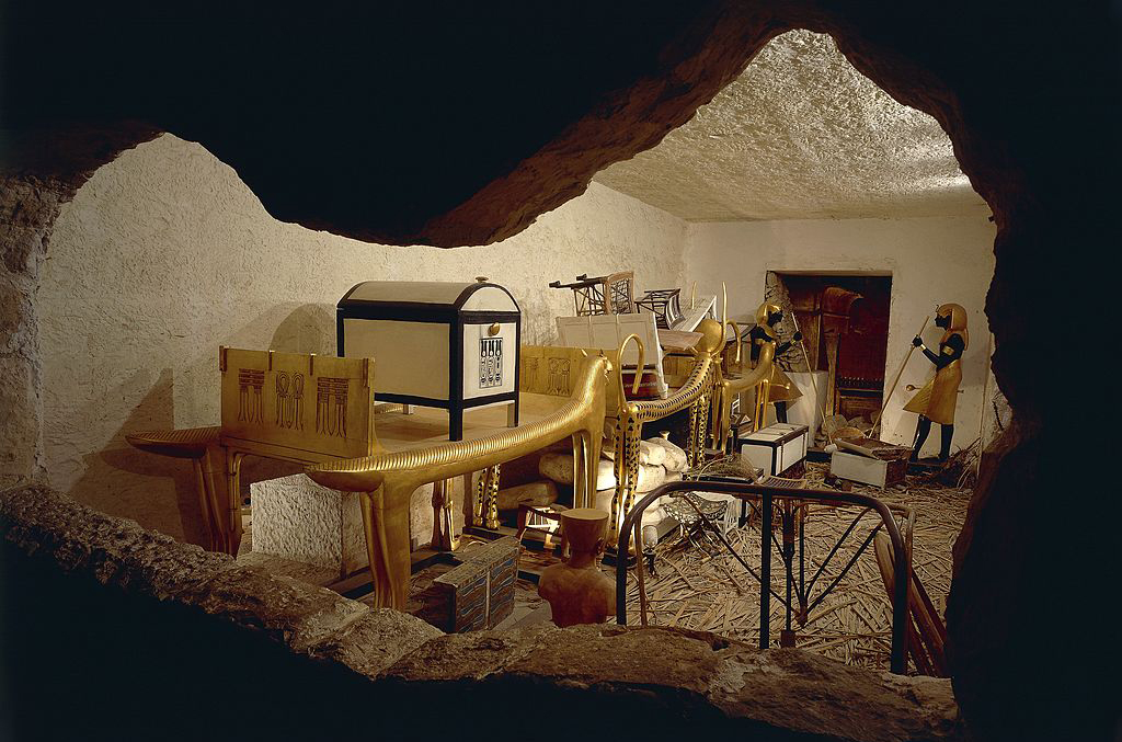 inside the replica of the tomb 