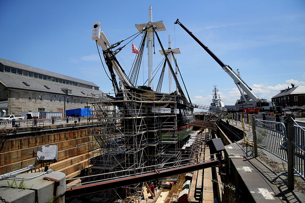 The USS Constitution recieves repairs.