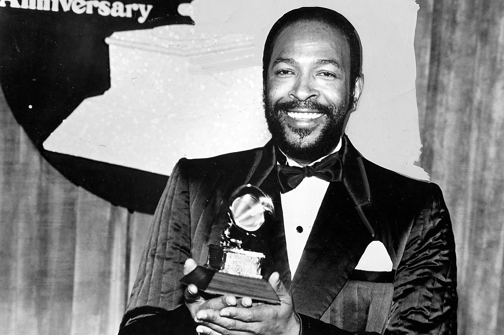 Marvin Gaye with a Grammy Award