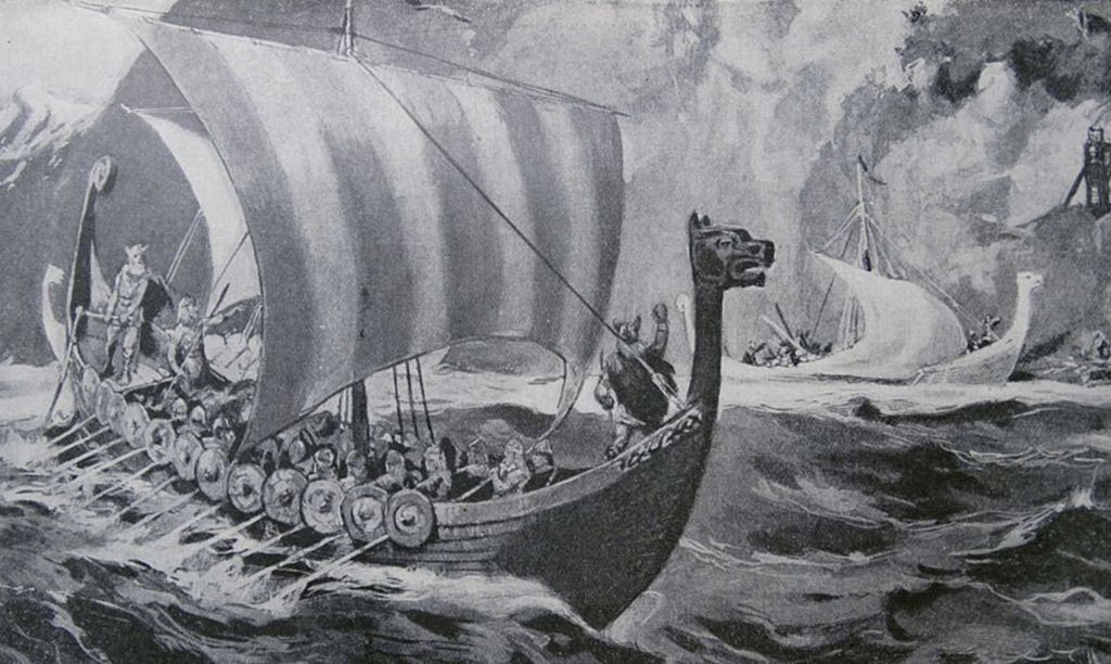 Vikings on their ships