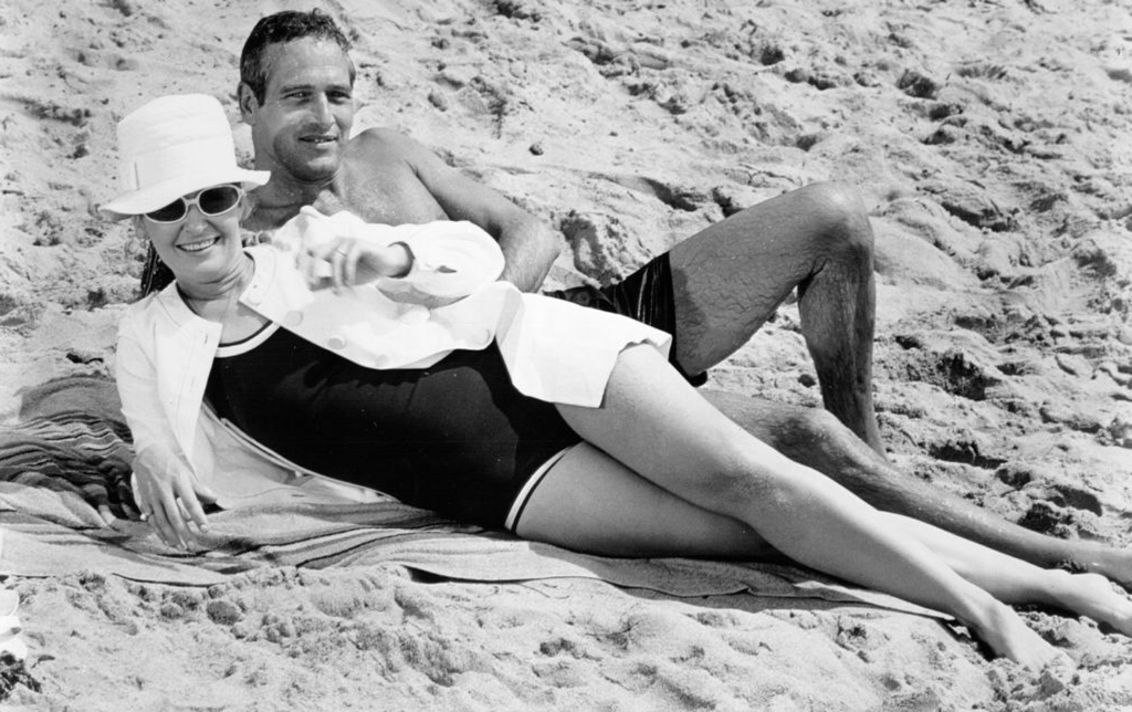 Newman and Woodward at the beach