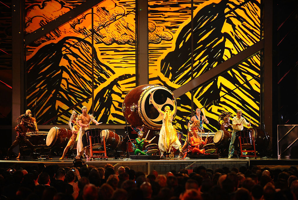 Musicians from Cirque du Soleil Mystere perform onstage