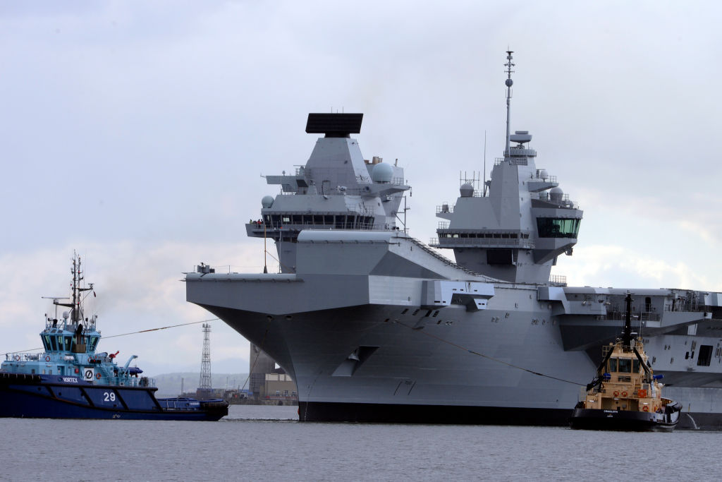 The Royal Navy aircraft carrier HMS Queen Elizabeth leaves Rosyth Dockyard