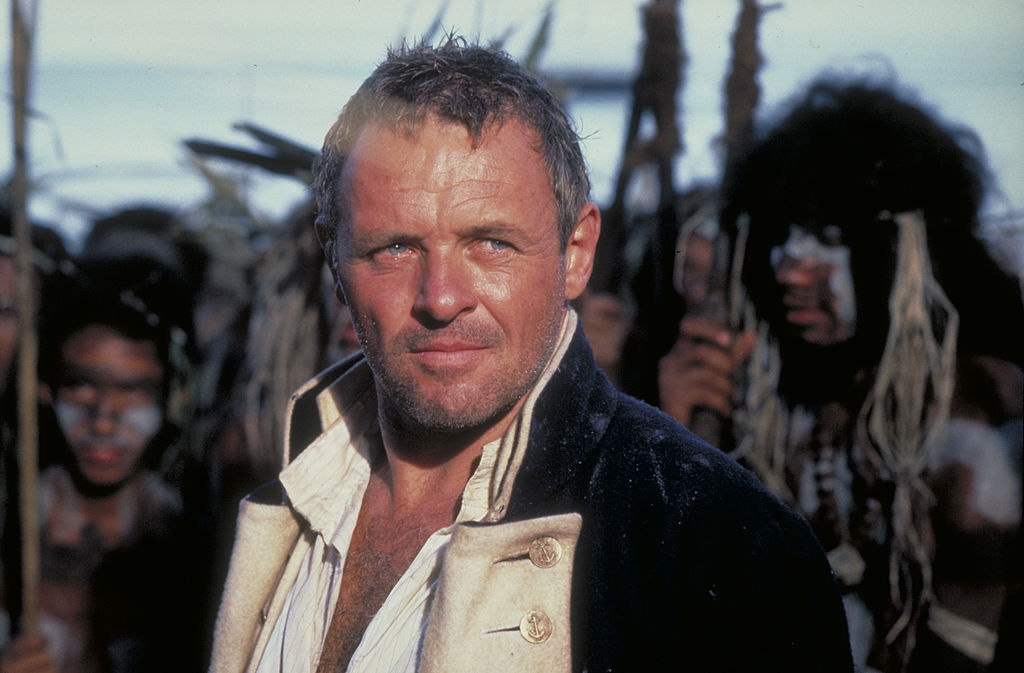 Anthony Hopkins looks stoic as a lietenant onboard a ship.