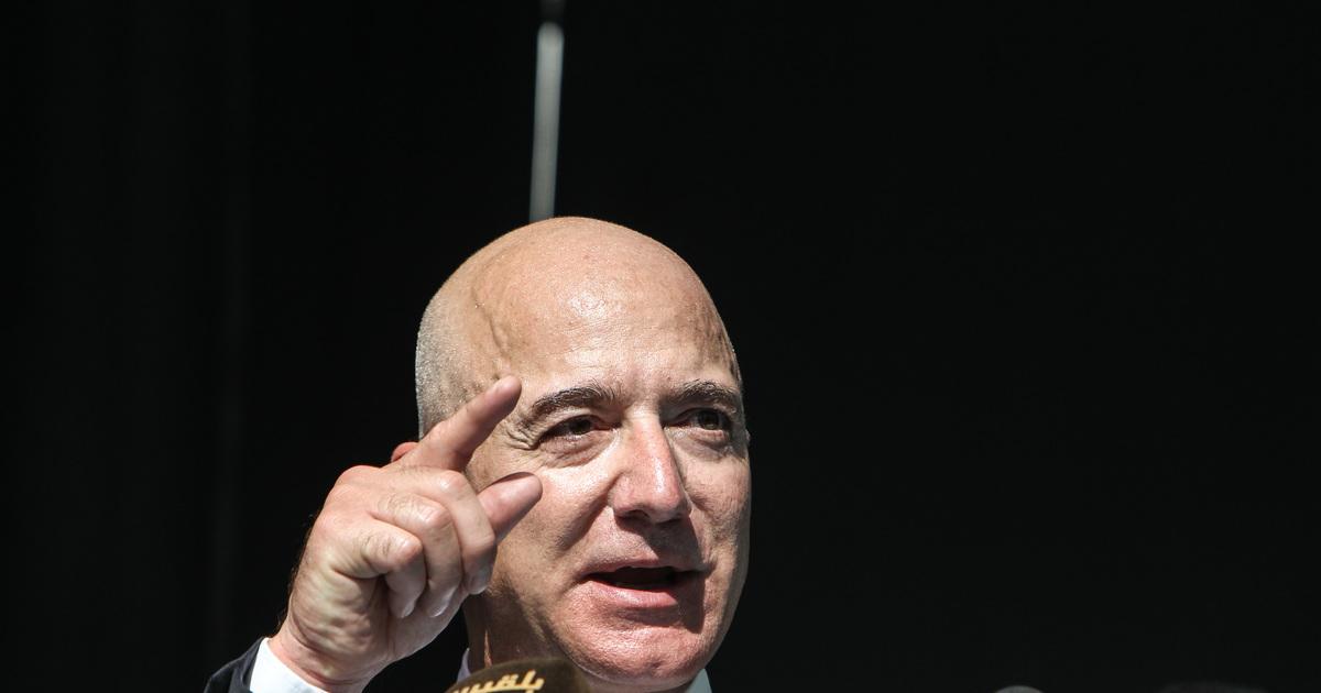 : CEO of Amazon and Washington Post owner Jeff Bezos speaks during an event