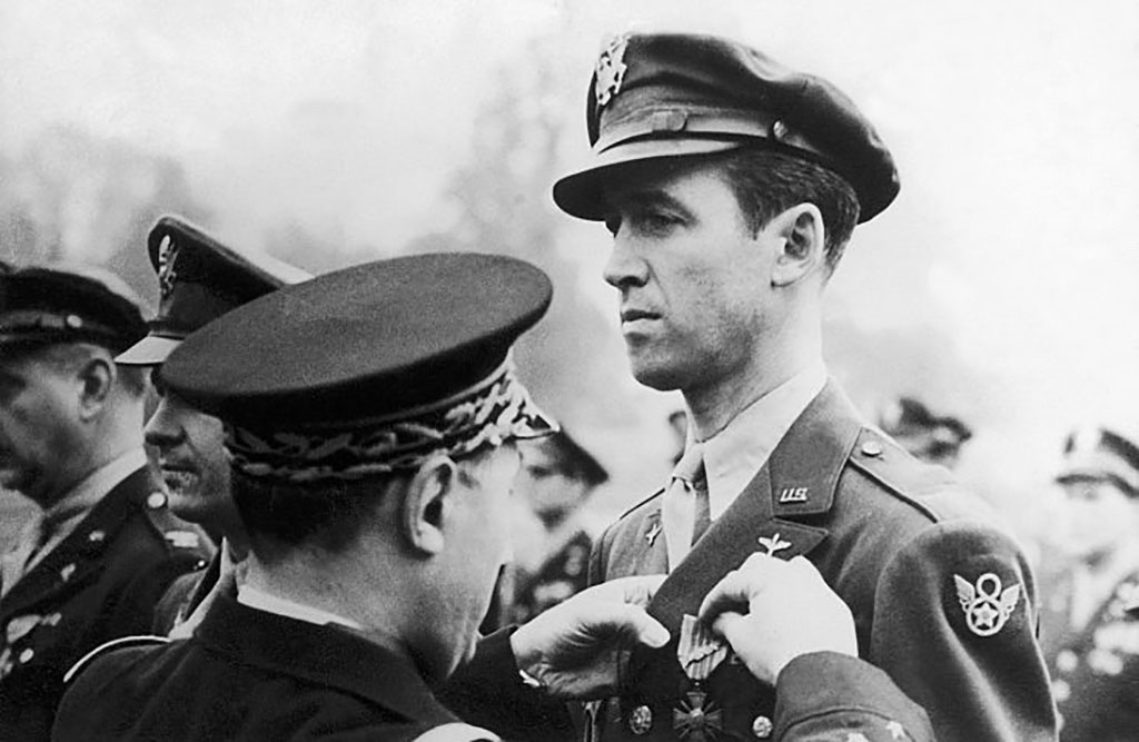 Stewart being awarded a medal 
