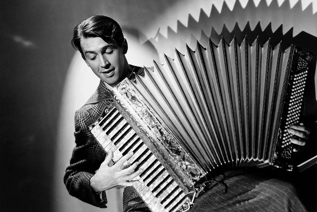 Stewart playing the accordion 