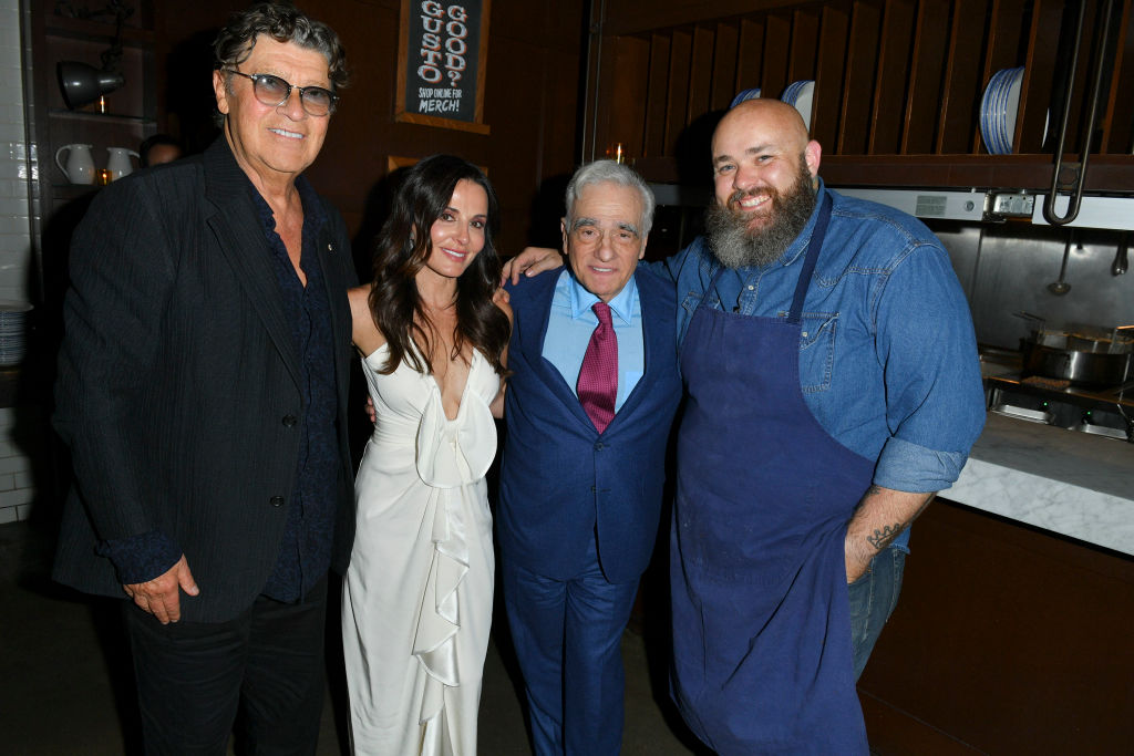 Robbie Robertson, Janet Zuccarini, Martin Scorsese and Chef Evan Funke pose for a photo