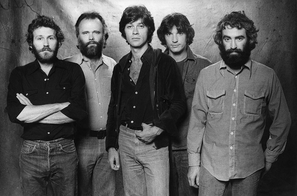 The Band (L-R Levon Helm, Garth Hudson, Robbie Robertson, Rick Danko and Richard Manuel) pose for a portrait