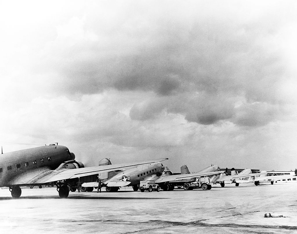 Planes preparing for takeoff