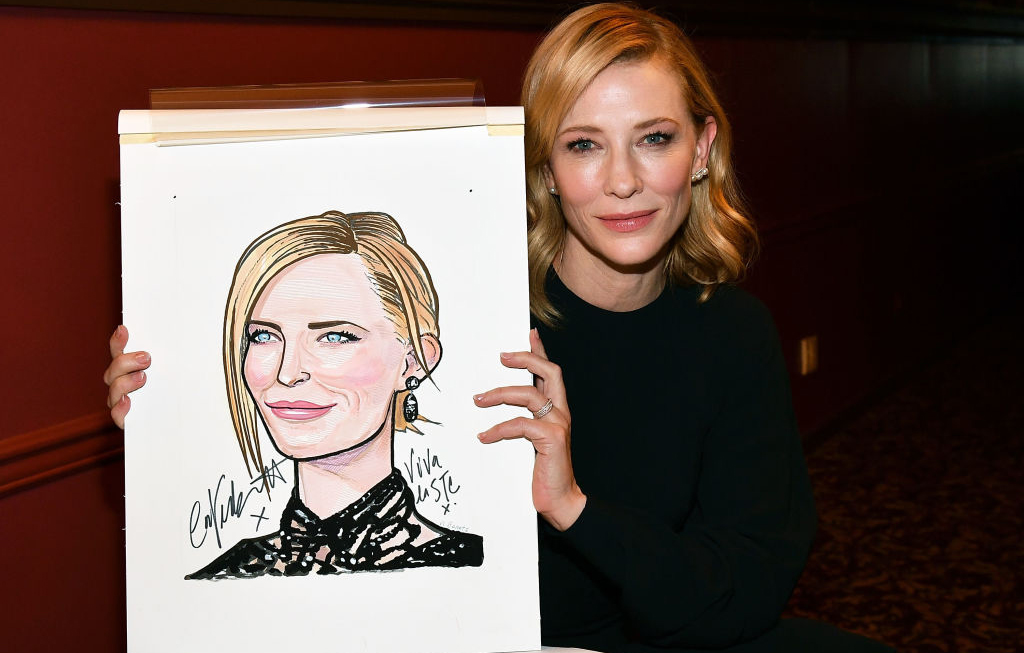Cate Blanchett with caricature
